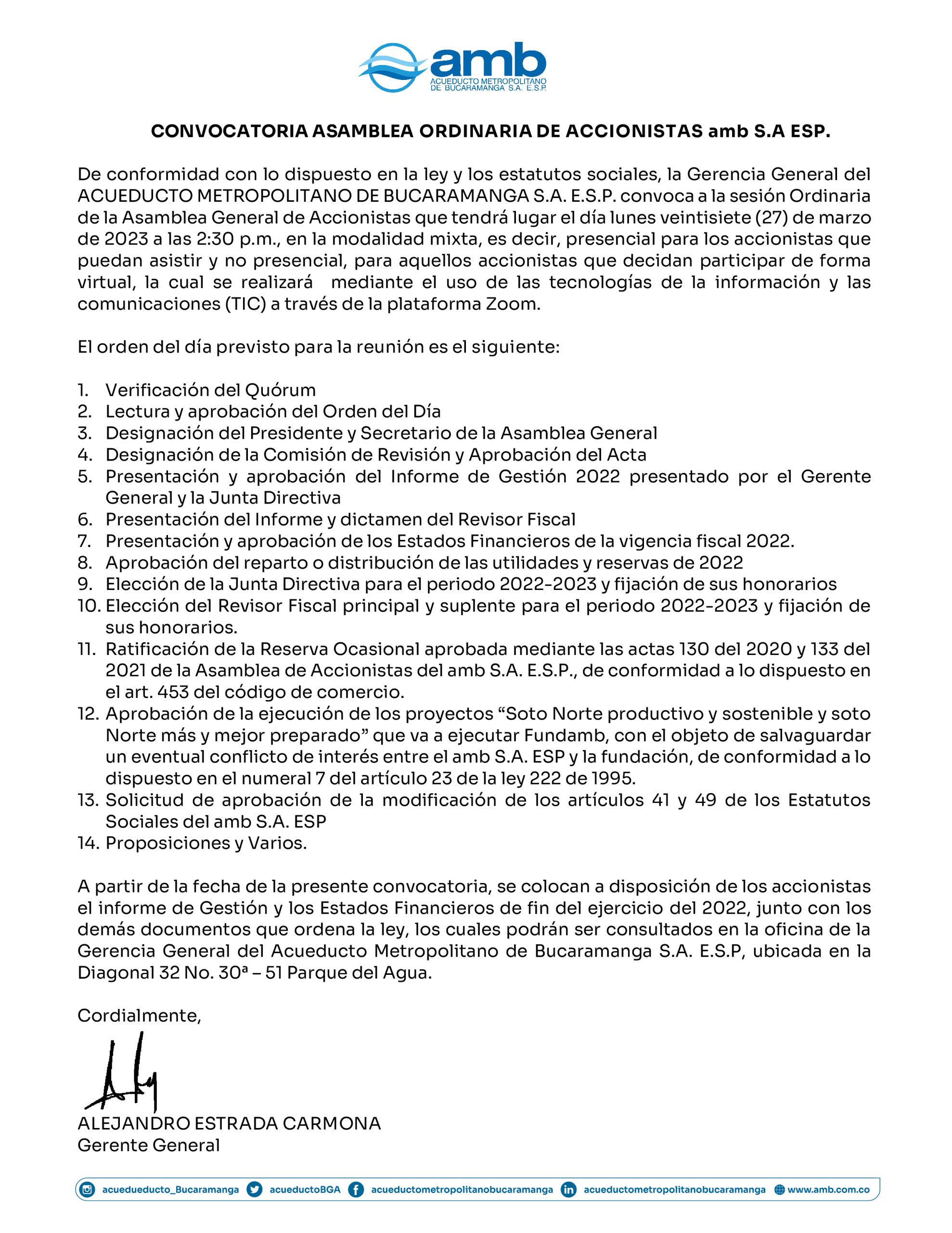 Asamblea Ordinaria de Accionistas