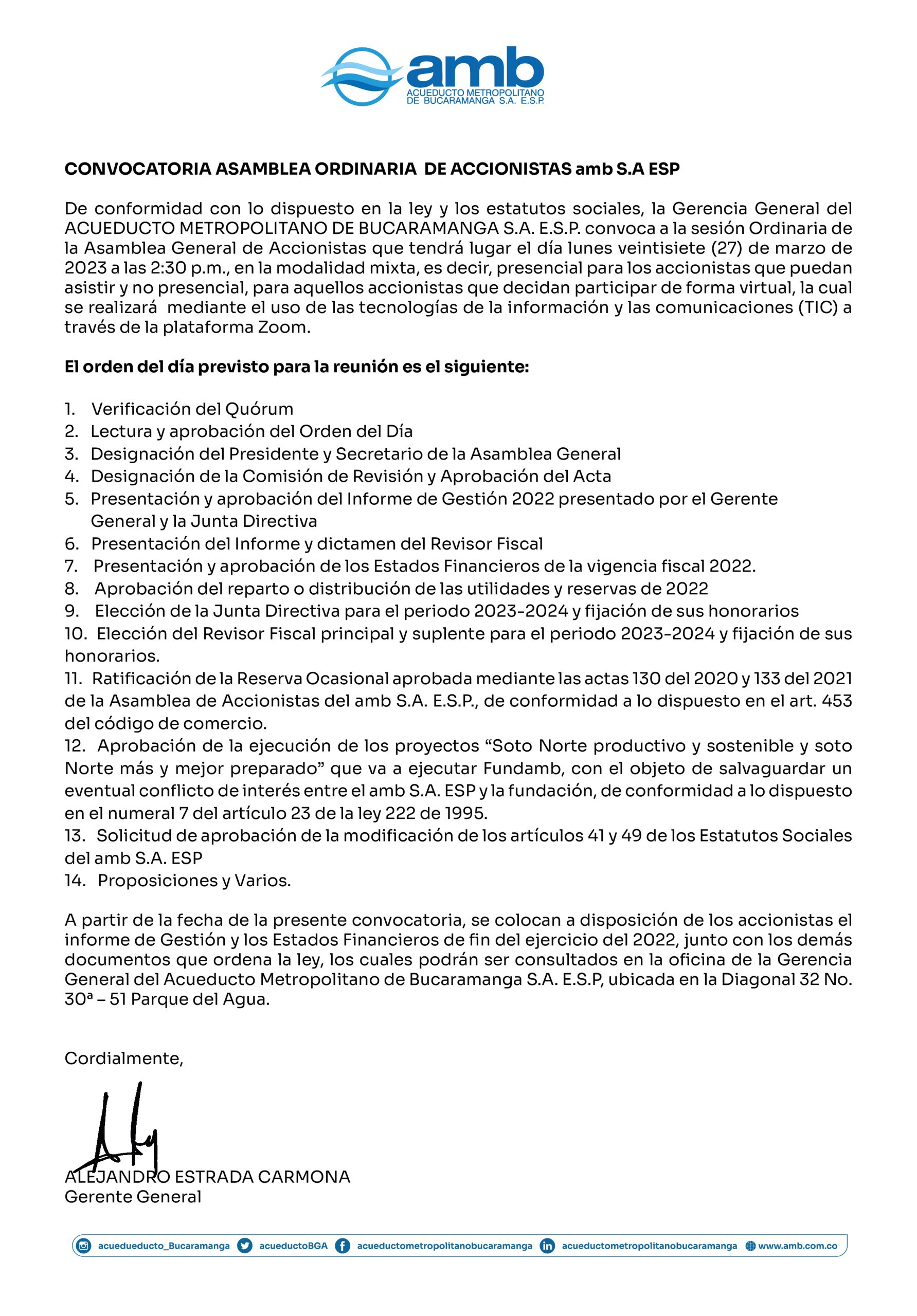 Asamblea Ordinaria de Accionistas