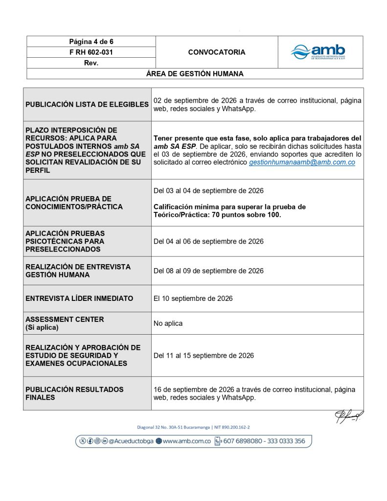 Convocatoria Interna Auxiliar Administrativo VI Facturacion page 0004