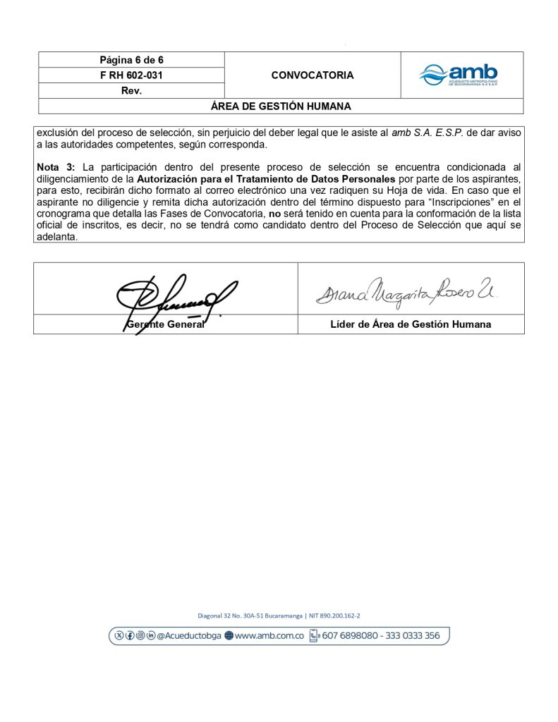 Convocatoria Interna Auxiliar Administrativo VI Facturacion page 0006