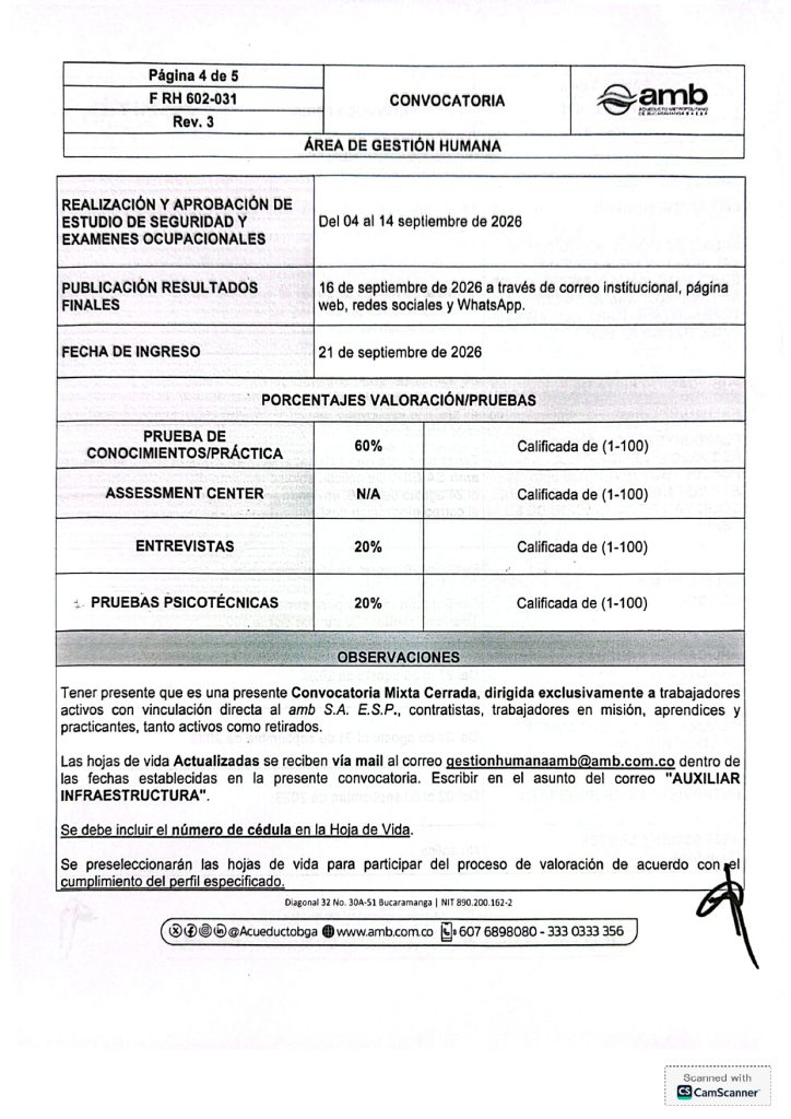 Convocatoria Interna y Externa Auxiliar Operativo IV Infraestructura page 0004