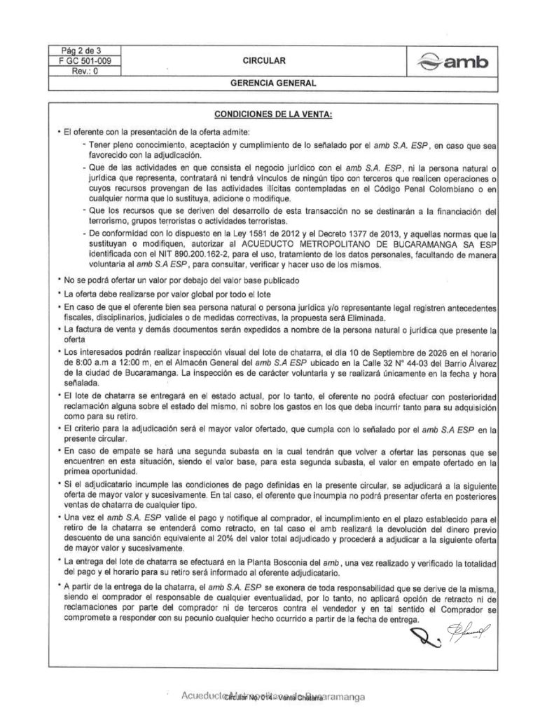 Circular No. 014 Venta Chatarra page 0002