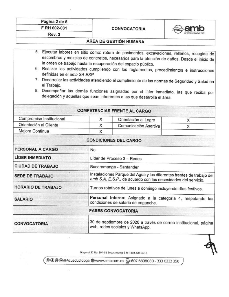 Convocatoria interna Auxilliar Operativo IV Redes page 0002