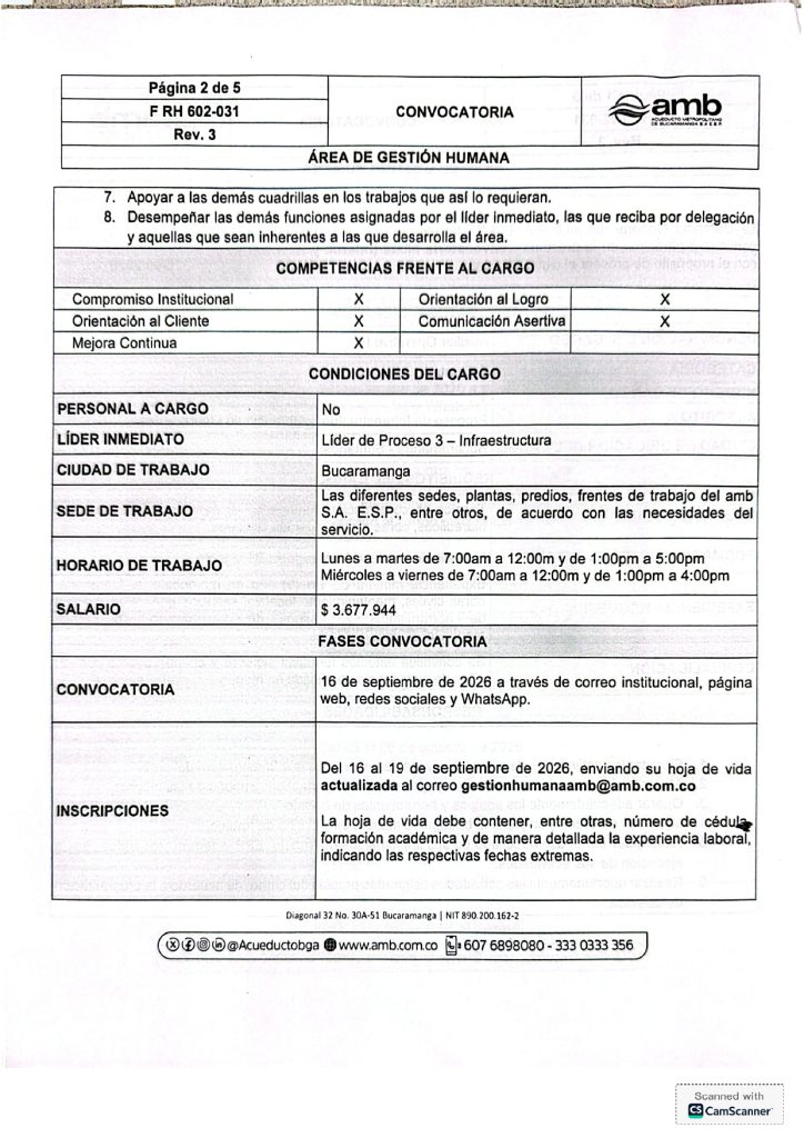 Convocatoria mixta Auxiliar Operativo IV Infraestructura page 0002