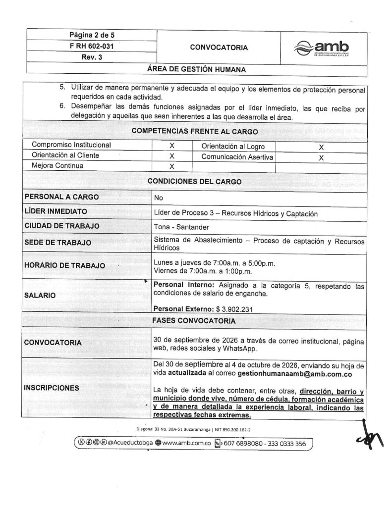 Convocatoria mixta Oficial de Obra Captacion page 0002