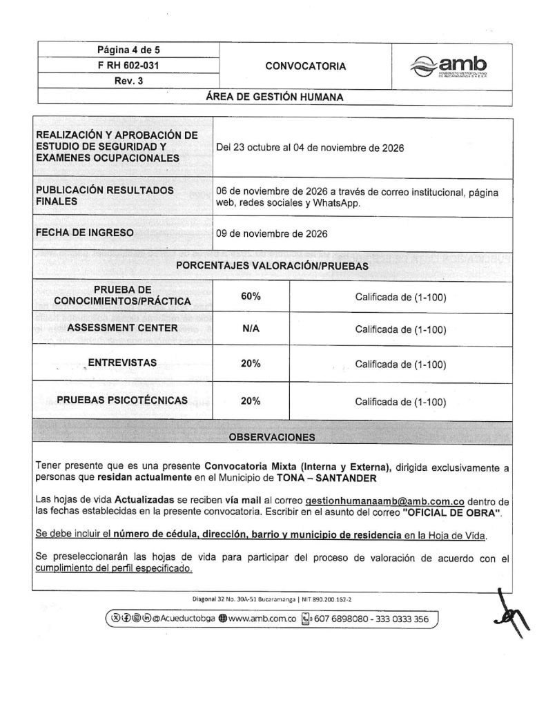 Convocatoria mixta Oficial de Obra Captacion page 0004