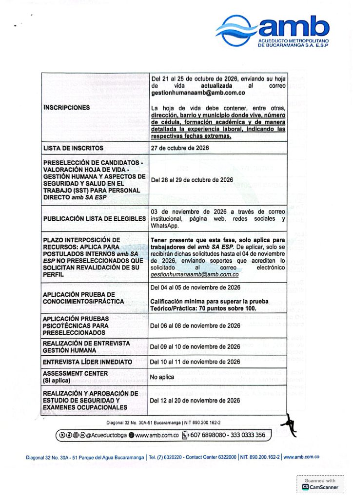 Adenda No. 1 Convocatoria interna y externa Oficial de Obra Captacion Tona Santander page 0003