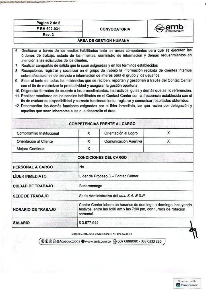 Auxiliar Administativo IV Contac Center page 0002