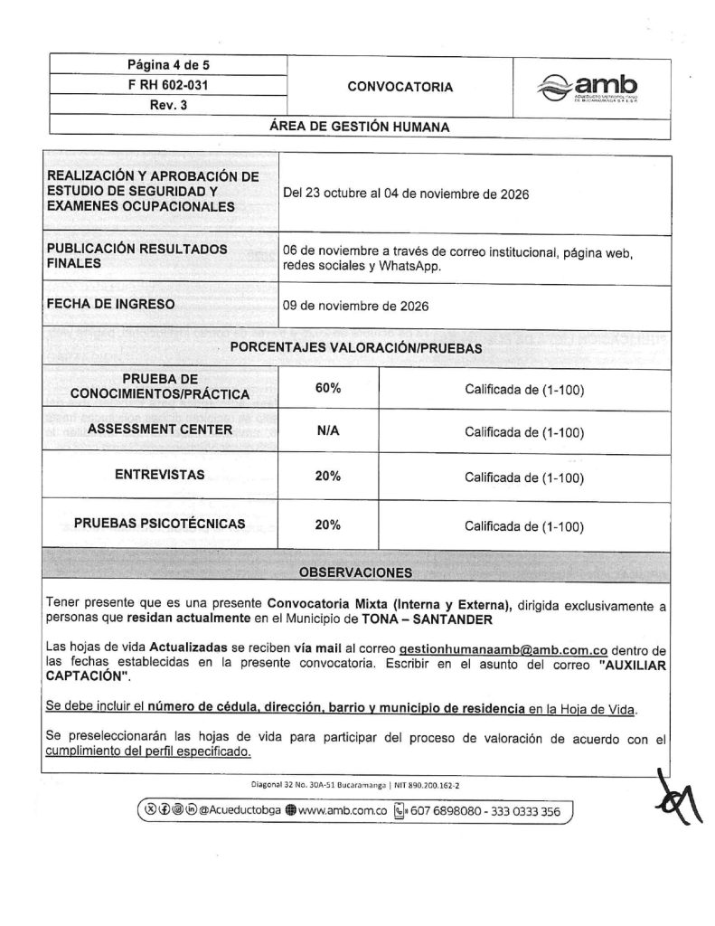 Convocatoria Mixta Auxiliar Operativo IV Captacion page 0004