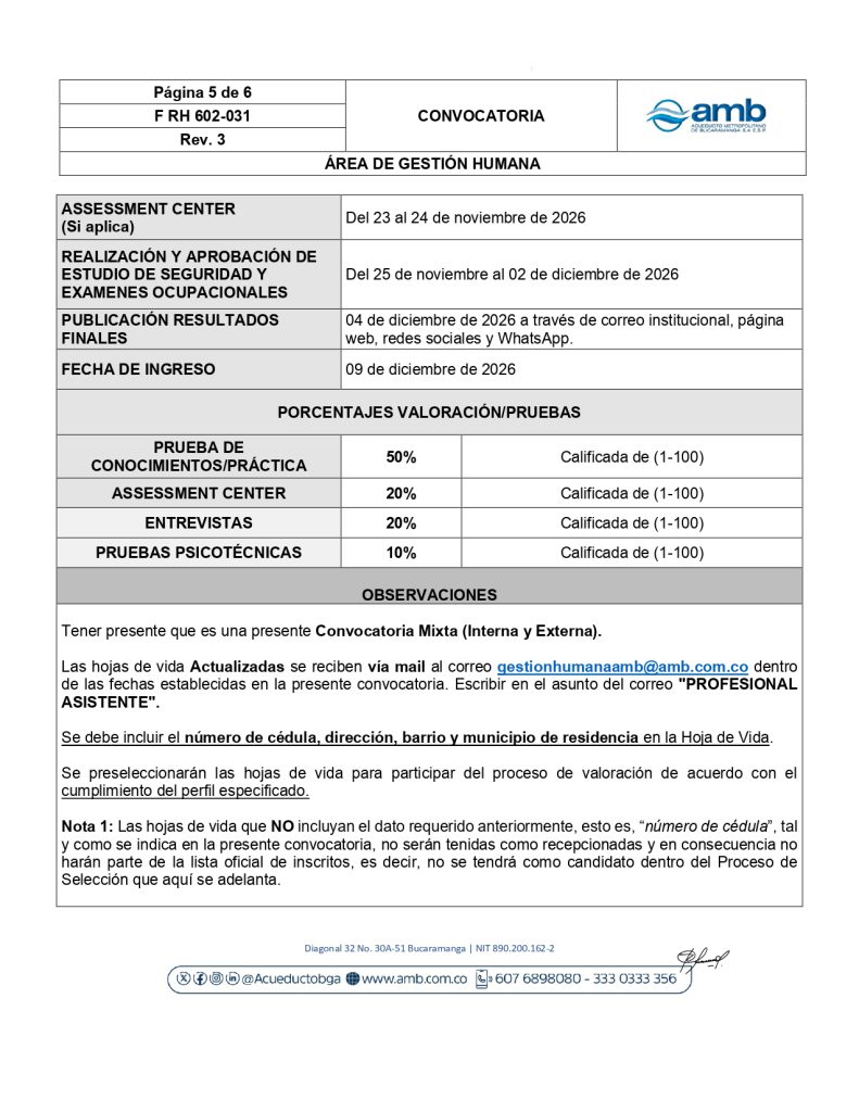 Convocatoria interna y externa Profesional Asistente Control de Gestion page 0005